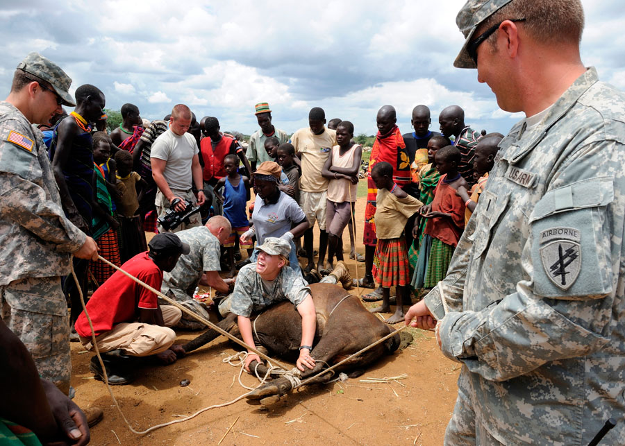 Soldiers mentor veterinarian students