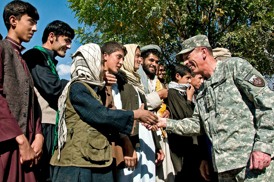 General David H. Petraeus visits a successful road construction project in Badakshan Province